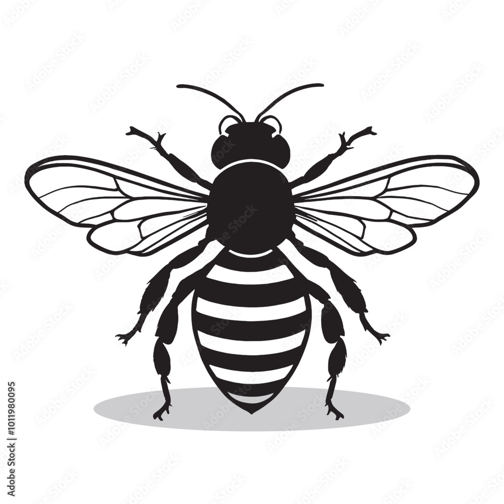 Honey bee silhouettes and icons. Black flat color simple elegant white background Honey bee animal vector and illustration. Honey bee silhouettes and icons. Black flat color simple elegant white background Honey bee animal vector and illustration.
