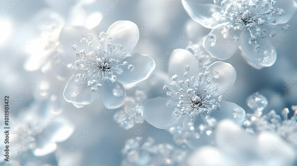 Abstract 3D Flower Bouquet, White Petals Bloom Abstract 3D Flower Bouquet, White Petals Bloom