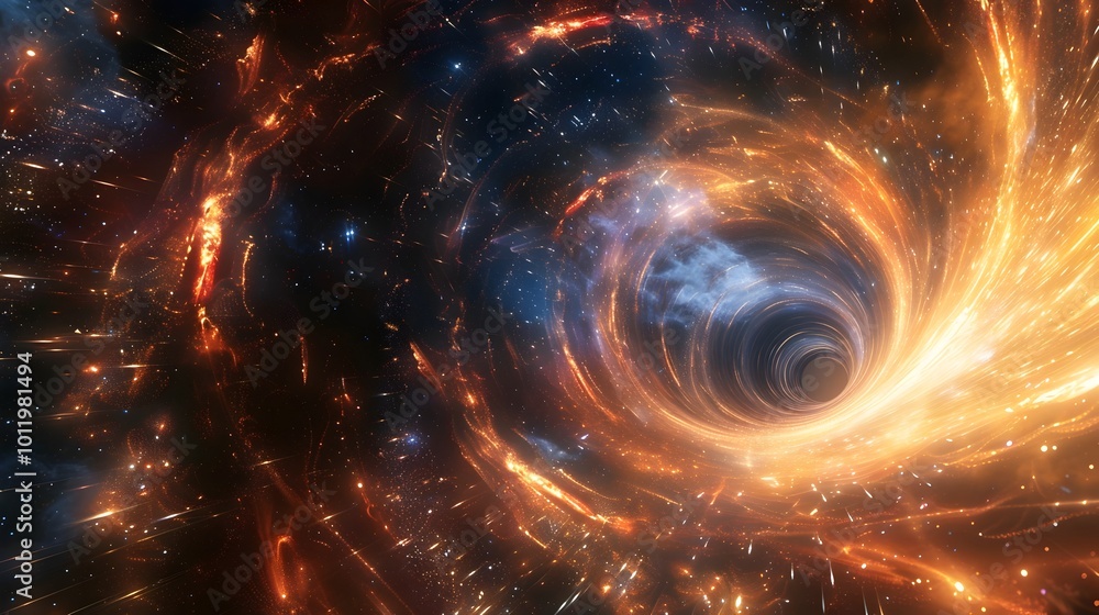 Obraz premium Cosmic Message Transmitted Through Wormhole Connecting Distant Space Time Points