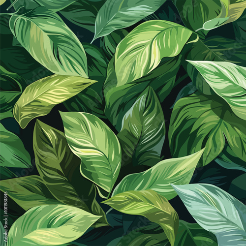 leaves of Spathiphyllum cannifolium, abstract green texture