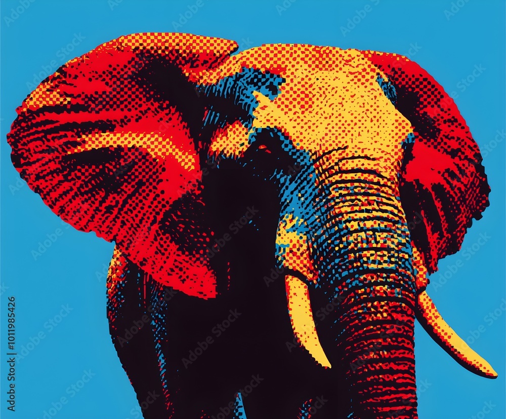 Obraz premium A portrait of an elephant in an unusual style, pop art design
