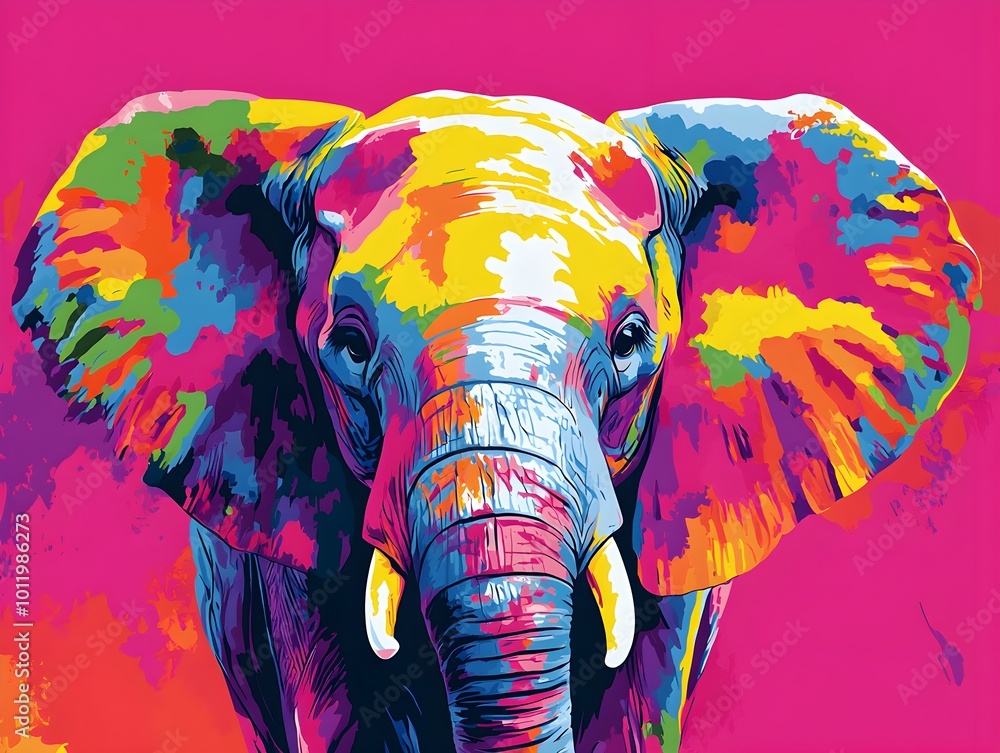 Obraz premium A portrait of an elephant in an unusual style, pop art design