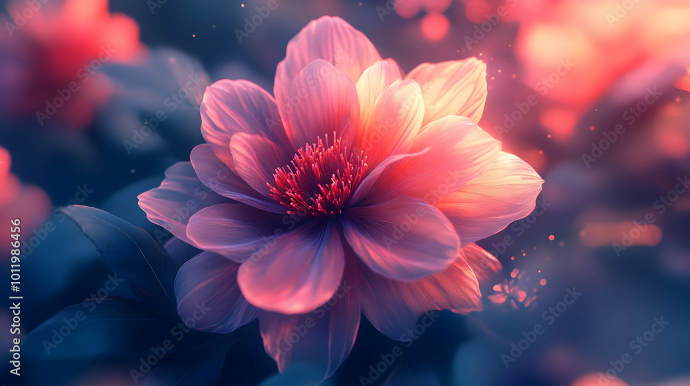 Pink Flower with Soft Light Illustration Pink Flower with Soft Light Illustration
