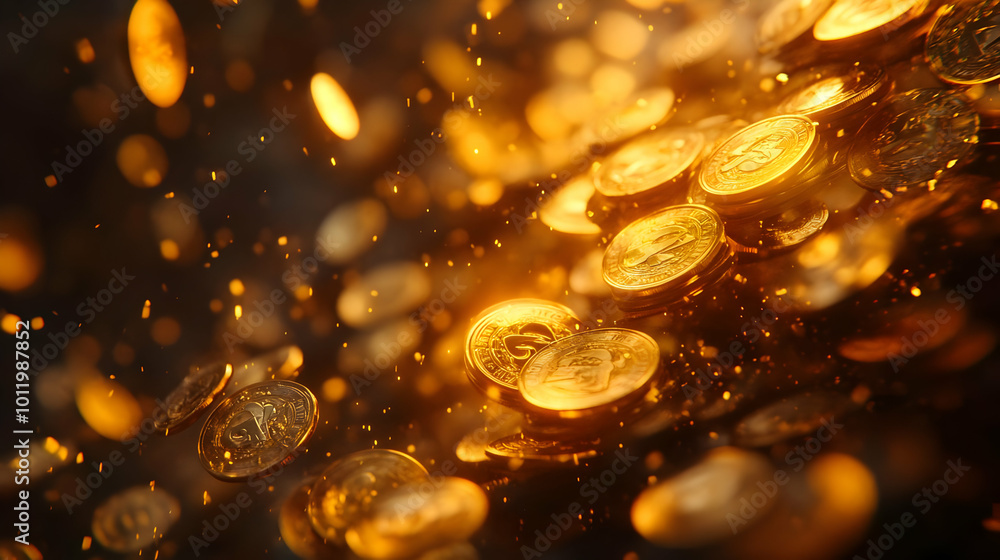 Golden Coins Abstract 3D Background Golden Coins Abstract 3D Background