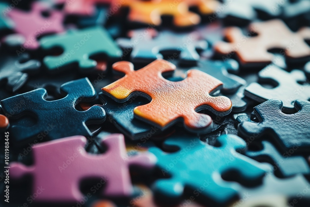 Colorful Puzzle Pieces on a Dark Background Colorful Puzzle Pieces on a Dark Background