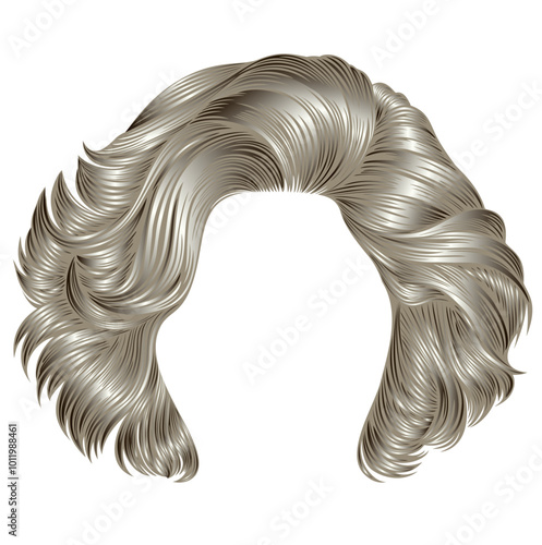 trendy woman disheveled hairs blond  colors .  beauty fashion .  realistic 3d 