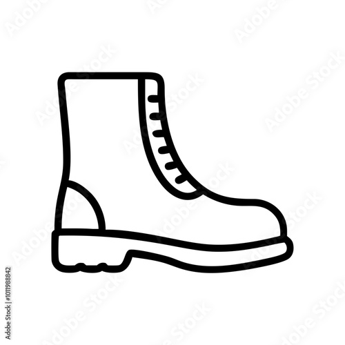 Boot icon in black outline vector style.