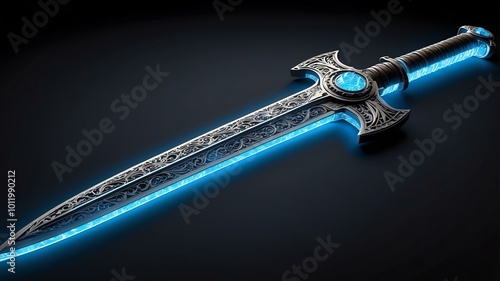 3d wireframe model of a medieval sword design concept background