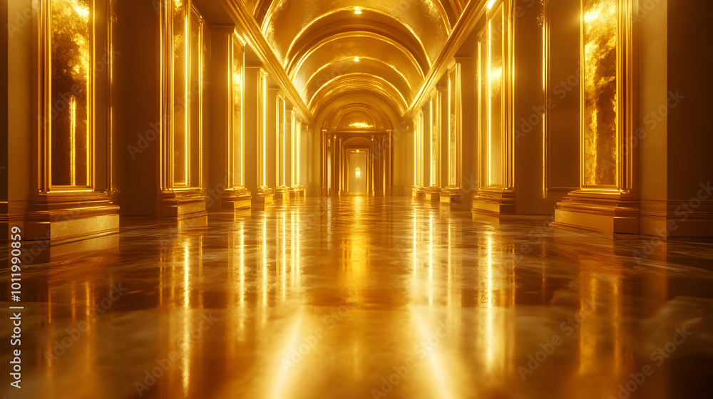 Obraz premium Golden Hallway 3D Illustration