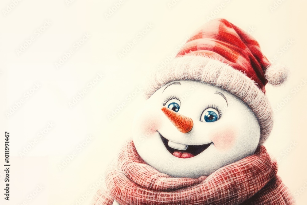 A cheerful snowman adorned with a cozy scarf and a festive hat, spreading holiday joy during a winter wonderland A cheerful snowman adorned with a cozy scarf and a festive hat, spreading holiday joy during a winter wonderland