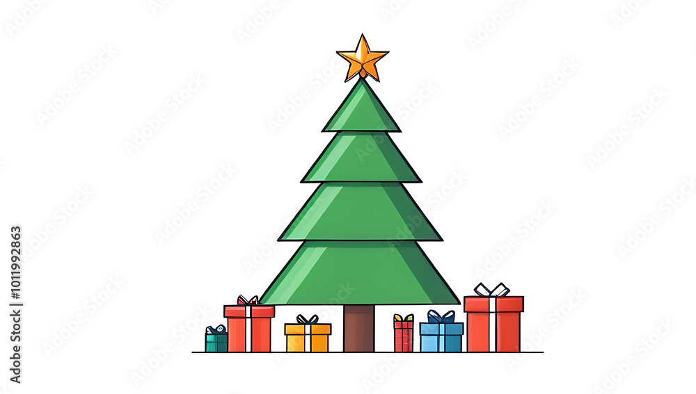 Fototapeta premium christmas tree gifts isolated
