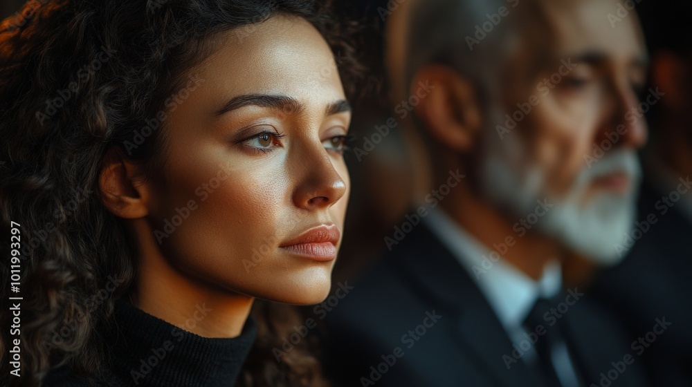 Family Grieving at a Funeral Ceremony with a Focus on Sadness and Mourning Family Grieving at a Funeral Ceremony with a Focus on Sadness and Mourning