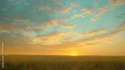 sunset over the field