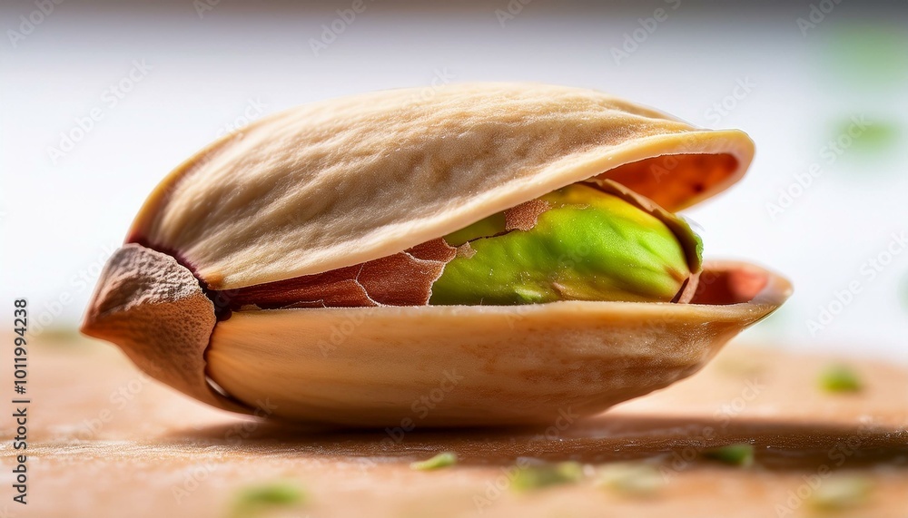 A single pistachio nut, open A single pistachio nut, open