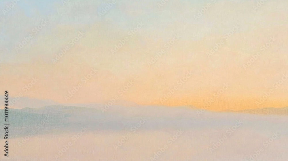Gentle fog blankets a calm lake at sunrise soft colors merging in peaceful harmony Gentle fog blankets a calm lake at sunrise soft colors merging in peaceful harmony