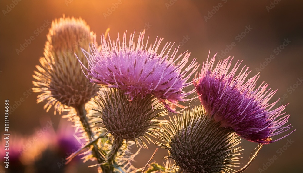 Thistle blooms in warm light Thistle blooms in warm light