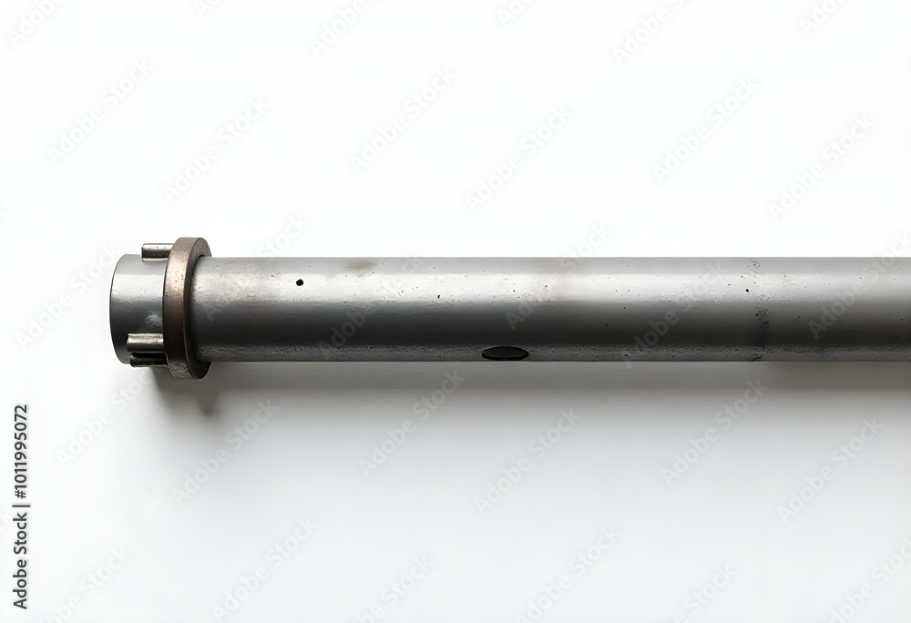a stark white canvas displaying an industrial metal tube, with visible welds and texture variations, emphasizing the craftsmanship against the smooth surface create with ai a stark white canvas displaying an industrial metal tube, with visible welds and texture variations, emphasizing the craftsmanship against the smooth surface create with ai
