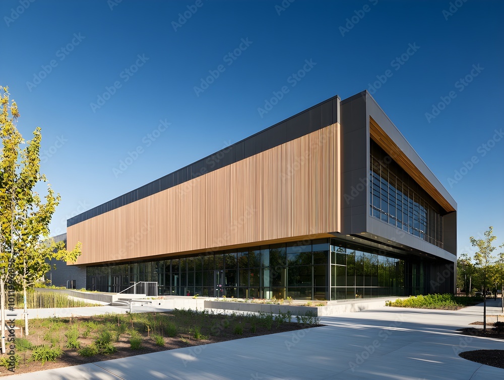 Obraz premium A modern building with clean lines and a minimalist design