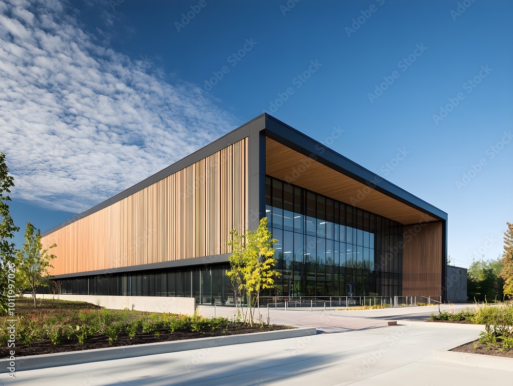 A modern building with clean lines and a minimalist design A modern building with clean lines and a minimalist design