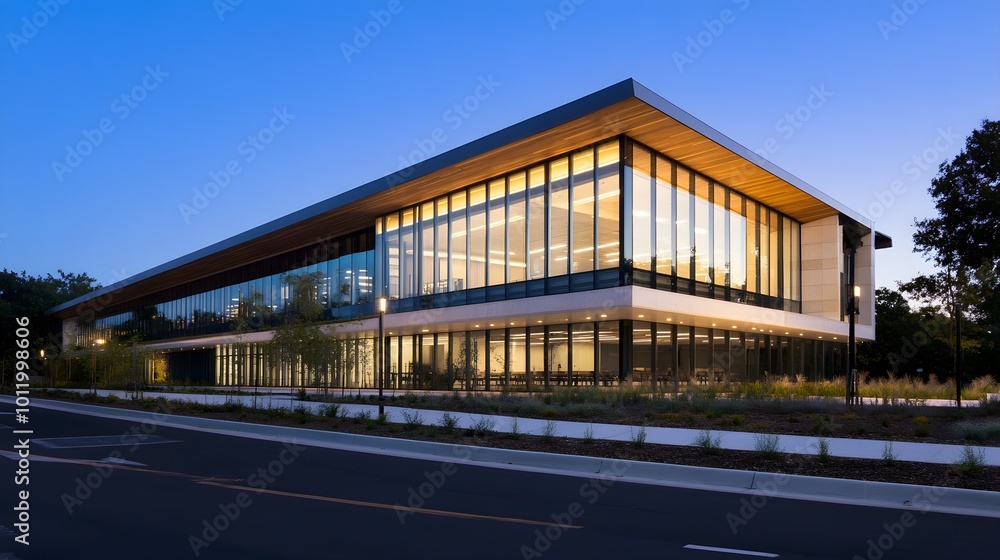 A modern building with clean lines and a minimalist design A modern building with clean lines and a minimalist design