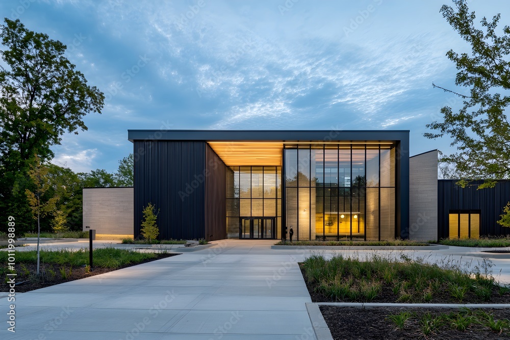 A modern building with clean lines and a minimalist design A modern building with clean lines and a minimalist design