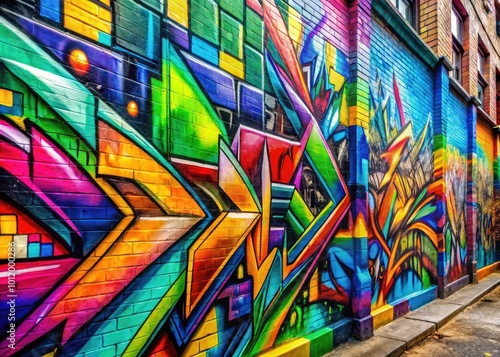 Colorful Graffiti Alphabet Letters on Urban Wall Background in Artistic Street Art Style