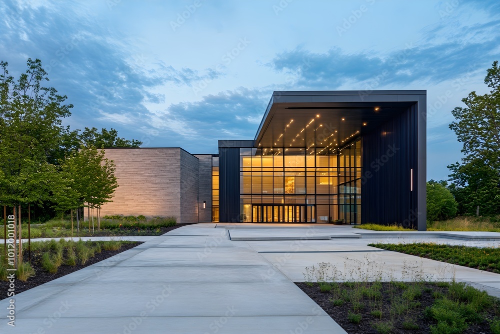A modern building with clean lines and a minimalist design A modern building with clean lines and a minimalist design