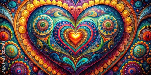 Wallpaper Mural Colorful Heart Graphic with Abstract Patterns Perfect for Wellness, Love, or Valentine's Day Themes Torontodigital.ca