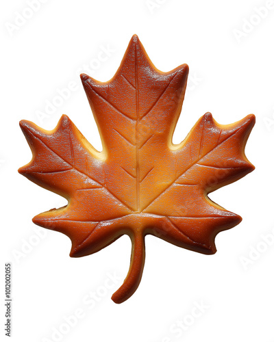 a maple leaf bade by cookie isolated on transparent background photo