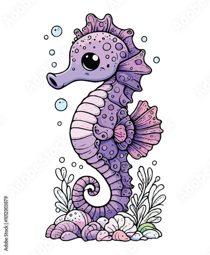 Sea horse color on a white background