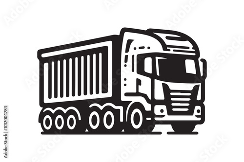 Articulated Lorry Silhouette Vector Illustration – Perfect for Transportation Designs