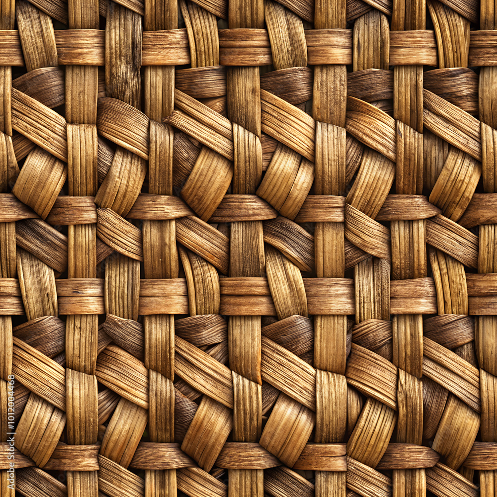 Obraz premium Close-up of intricate woven bamboo texture for natural backgrounds