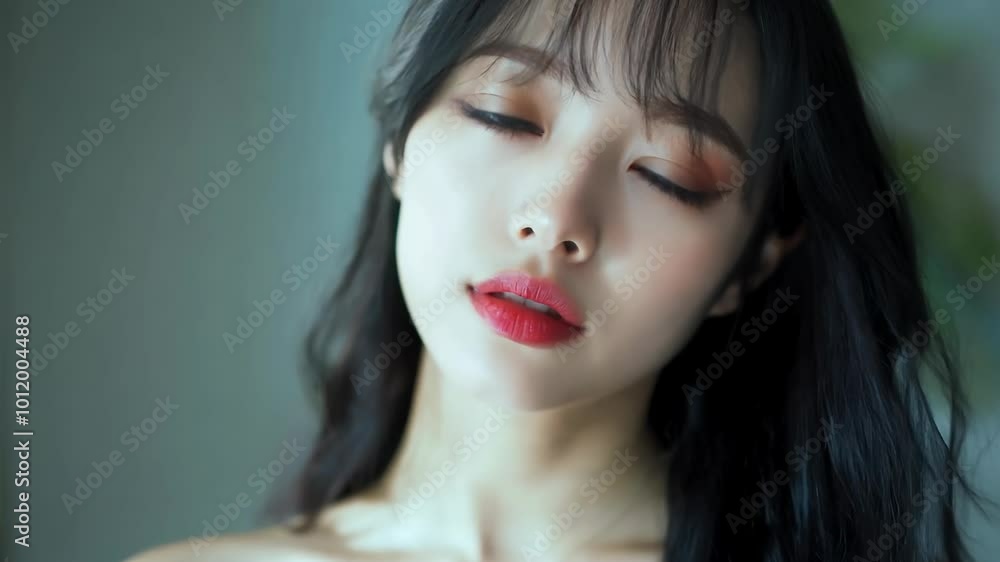 Portrait of a Woman with Soft Lighting and Gentle Camera Movement Portrait of a Woman with Soft Lighting and Gentle Camera Movement