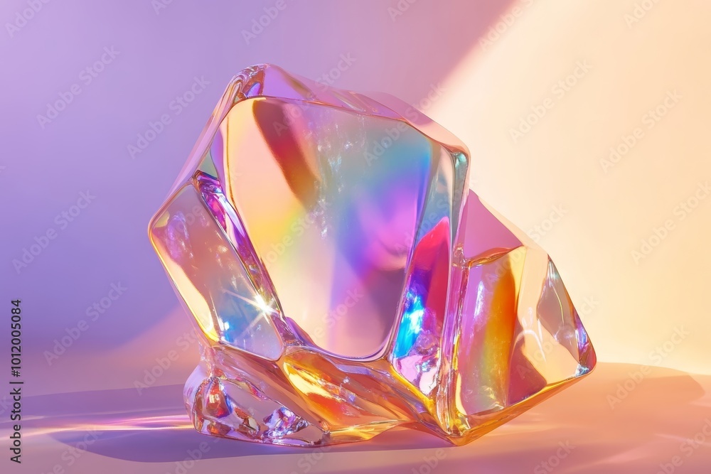 Iridescent background crystal glass abstract shape Iridescent background crystal glass abstract shape