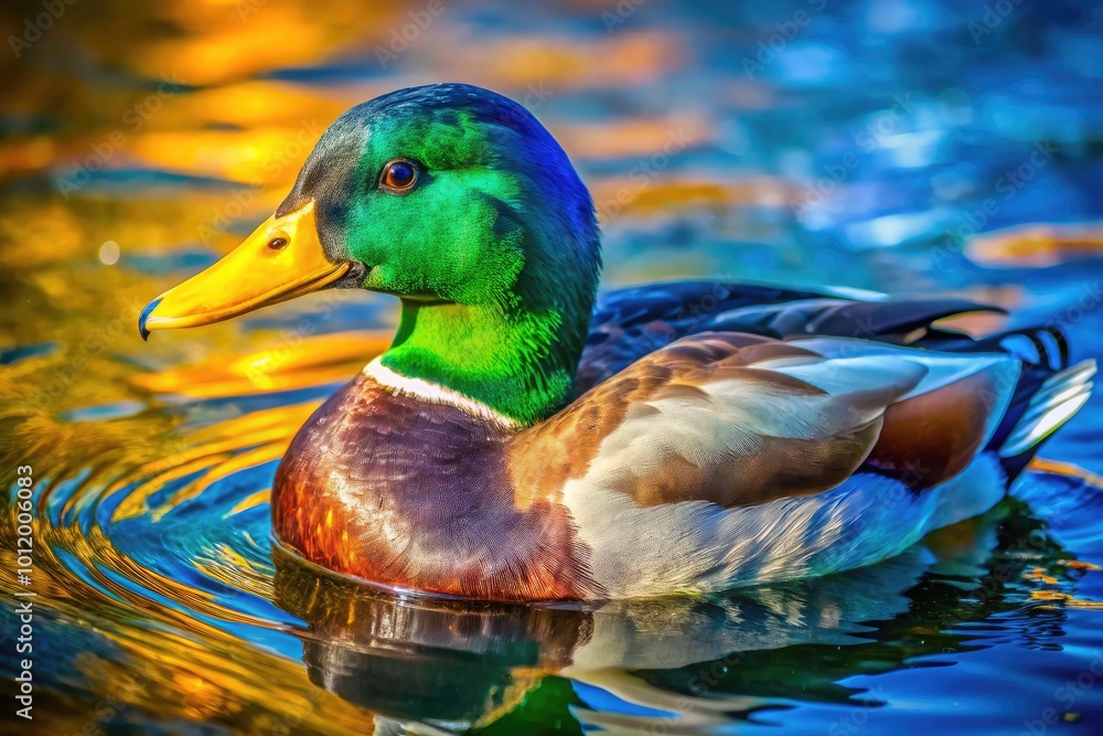 Fototapeta premium Colorful Mallard Duck Clipart Illustration for Nature, Wildlife, and Educational Projects and Designs