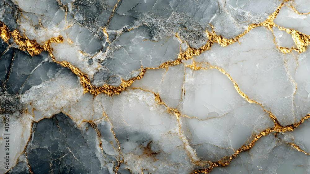 Fototapeta premium Abstract Background of White and Gray Marble with Gold Veins