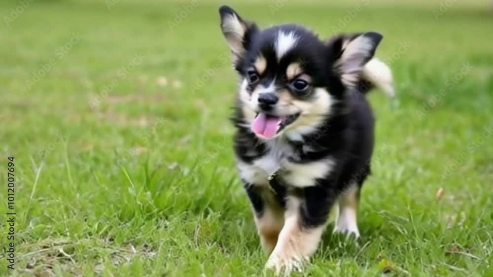 cute puppy running in the meadow cute puppy running in the meadow