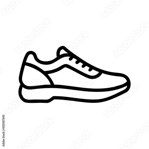 Athletic shoe icon in black outline vector illustration.