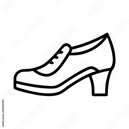 Heeled dress shoe icon in black outline vector style.