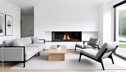 modern living room home fireplace