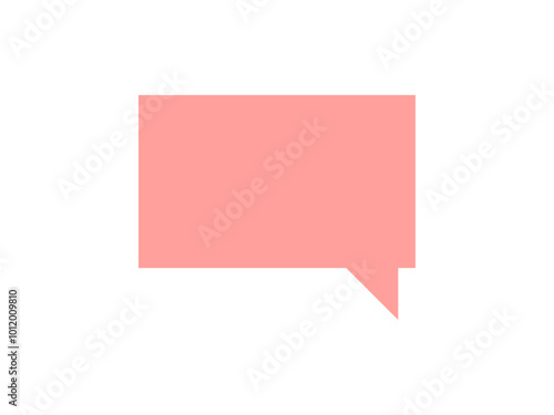 ミニマルな長方形吹き出しB：カクカク下右赤