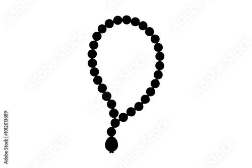 tasbeeh islamic rosary | vector silhouette illustration on white background 