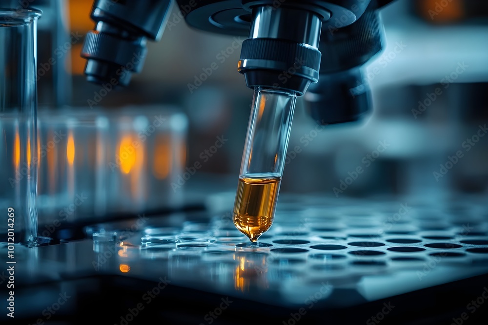 A detailed representation of a biological process or chemical experiment A detailed representation of a biological process or chemical experiment