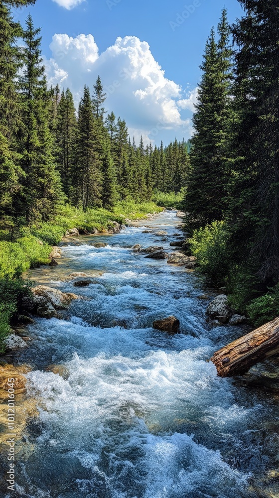 Scenic River Flowing Through a Forest with Beautiful Natural Surroundings
