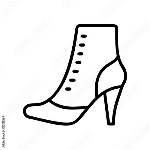 High heeled ankle boot icon in black outline vector style.
