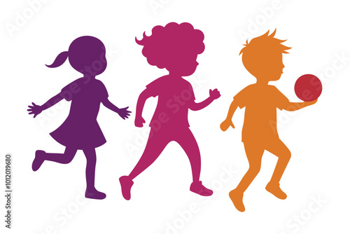 Children playing | vector silhouette illustration on white background