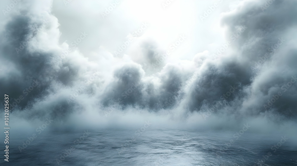 Dreamy Foggy Sea 3D Background Dreamy Foggy Sea 3D Background
