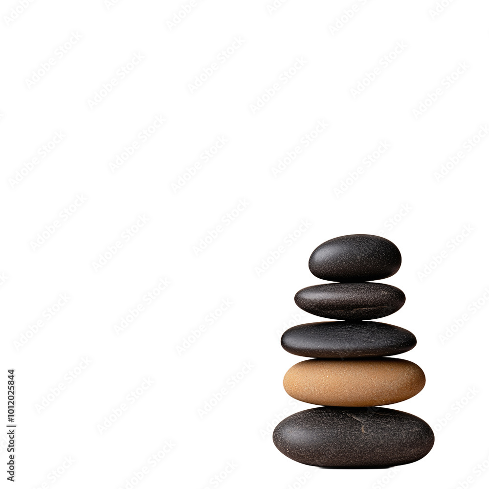 Neatly arranged stones balanced in a tower against transparent background Neatly arranged stones balanced in a tower against transparent background