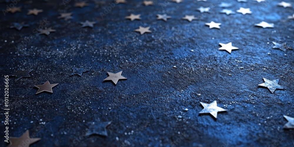 Star patterns on a textured blue background creating a celestial atmosphere. Star patterns on a textured blue background creating a celestial atmosphere.