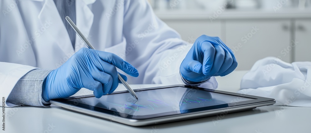 Professional Hands Using Digital Tablet in White Office - Technology Innovation and Data Analysis Concept Professional Hands Using Digital Tablet in White Office - Technology Innovation and Data Analysis Concept